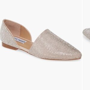 Steve Madden Sparkle Pointed D'Orsay Flats in Champagne Rhinestone